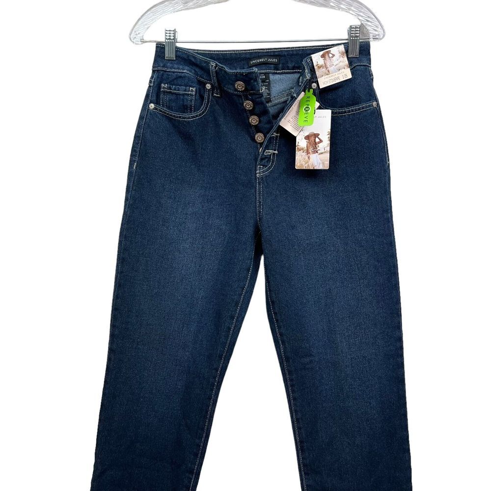 Sincerely Jules Womens Jeans Mom Stovepipe Raw Hem Button Fly Blue Size 1/25* - Picture 3 of 6